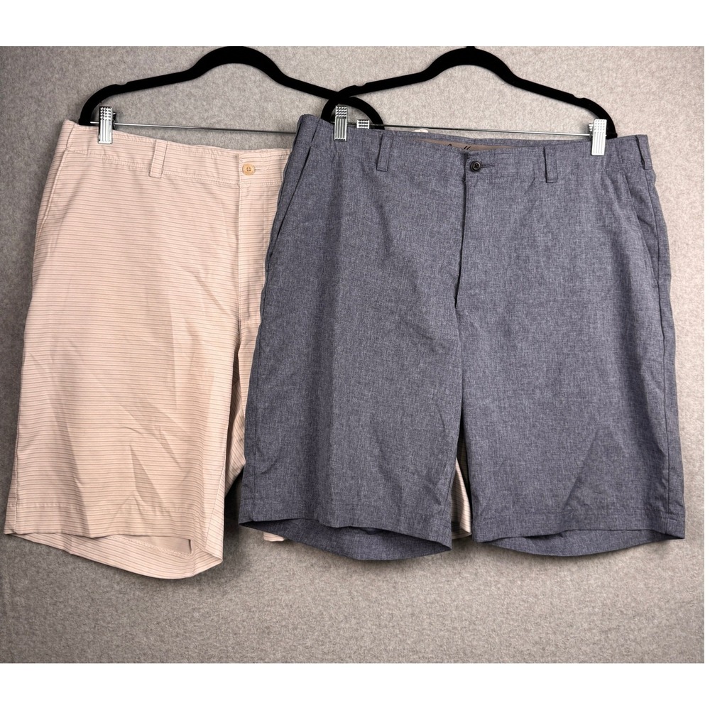 Ben Hogan Golf Shorts Mens 40 LOT of 2 Blue Cream Striped Stretch Performance
